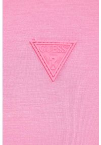 Guess bluza damska kolor różowy z kapturem z nadrukiem. Typ kołnierza: kaptur. Kolor: różowy. Materiał: materiał, dzianina, wiskoza. Wzór: nadruk, aplikacja #4