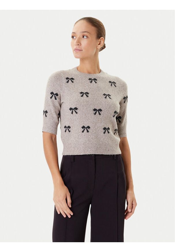 Vero Moda Sweter Doffy 10330793 Beżowy Regular Fit. Kolor: beżowy. Materiał: syntetyk