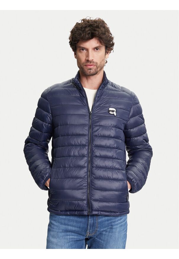 Karl Lagerfeld - KARL LAGERFELD Kurtka puchowa 505710 551590 Granatowy Regular Fit. Typ kołnierza: dekolt w karo. Kolor: niebieski. Materiał: syntetyk
