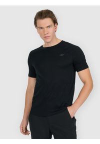 4f - 4F Koszulka trekkingowa z wełną merino męska - czarna S. Okazja: na co dzień. Kolor: czarny. Materiał: wełna. Styl: casual #1