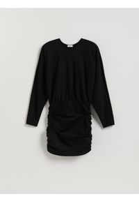 Reserved - Drapowana sukienka z wiskozą - czarny. Kolor: czarny. Materiał: wiskoza #1