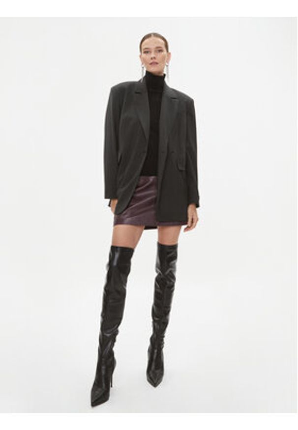 Ted Baker Spódnica skórzana Valiat 241424 Bordowy Regular Fit. Kolor: czerwony. Materiał: skóra