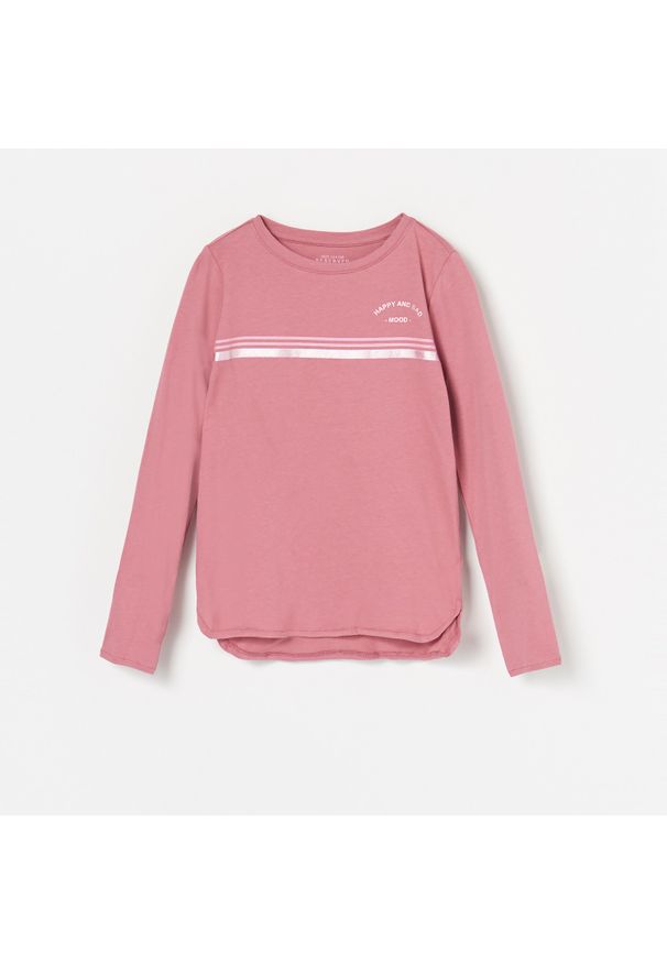 Reserved - Koszulka z długim rękawem - Różowy. Kolor: różowy. Długość rękawa: długi rękaw. Długość: długie