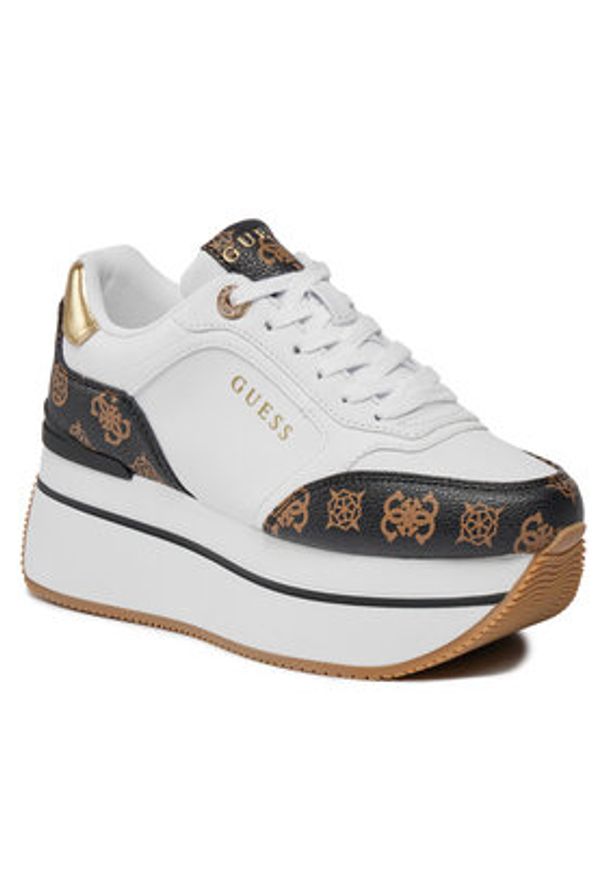 Guess Sneakersy Camrio4 FLPCM4 FAL12 Biały. Kolor: biały. Materiał: skóra