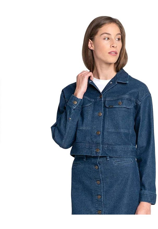 Lee - LEE SEASONAL RIDER JACKET KURTKA JEANSOWA DAMSKA DARK WILMA L54HDJGR 112112779. Materiał: jeans