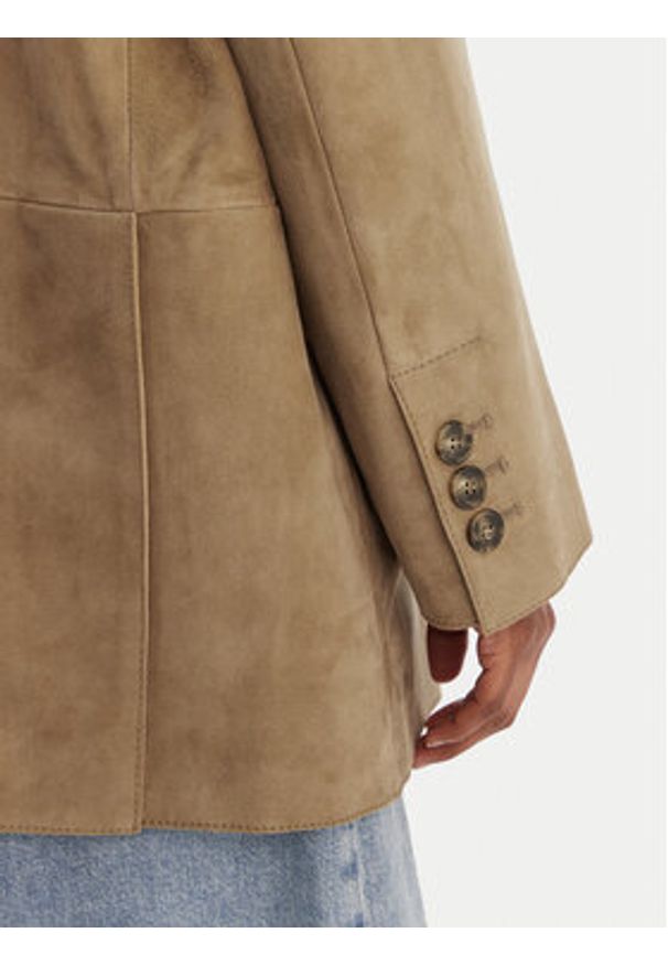 Weekend Max Mara Marynarka Cedro 2615441051 Khaki Relaxed Fit. Kolor: brązowy. Materiał: skóra