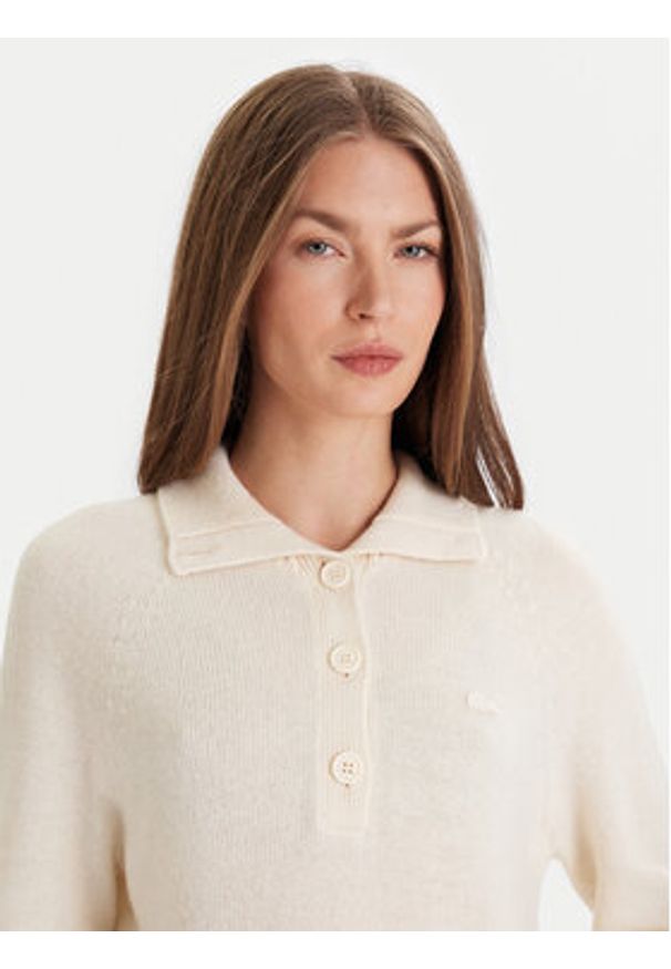 Lacoste Sweter AF4010 Écru Regular Fit. Kolor: kremowy. Materiał: wełna