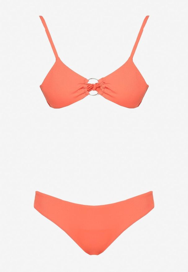 Born2be - Pomarańczowe Bikini z Ozdobnym Kółkiem Przy Biustonoszu Naveena. Kolor: pomarańczowy. Wzór: aplikacja