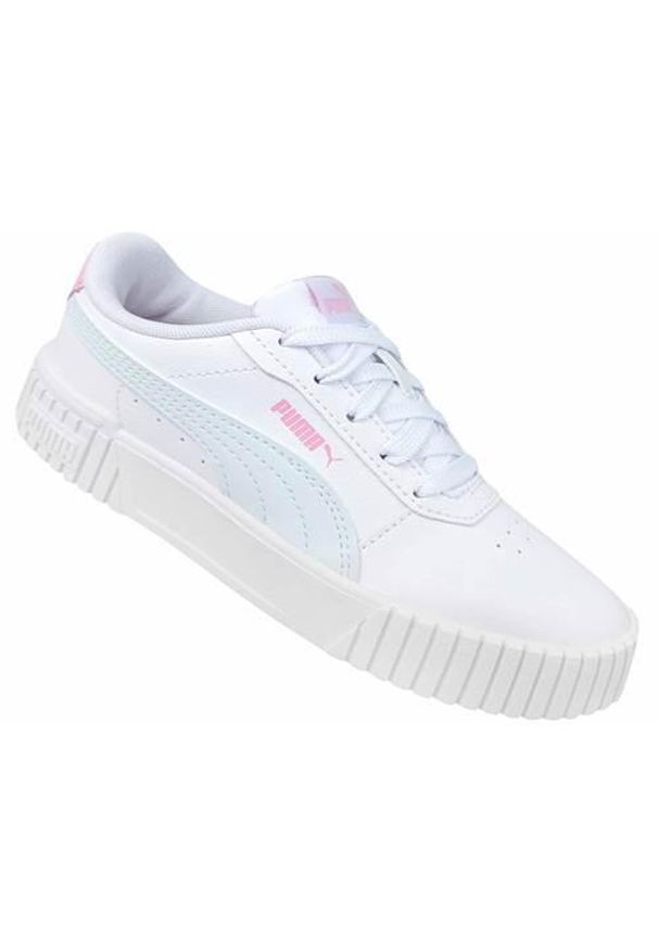 Buty do chodzenia dla dzieci Puma Carina 2.0 Ps. Kolor: biały. Materiał: materiał, syntetyk. Szerokość cholewki: normalna. Sport: turystyka piesza