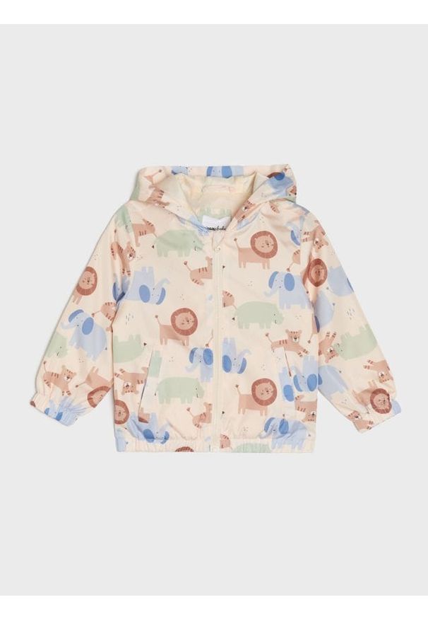 Sinsay - Lekka kurtka wiatrówka z kapturem - kremowy. Typ kołnierza: kaptur. Kolor: kremowy