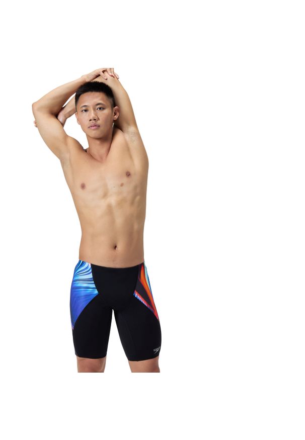 Kąpielówki męskie spodenki kąpielowe Speedo Allover V-Cut. Kolor: czerwony, wielokolorowy, czarny