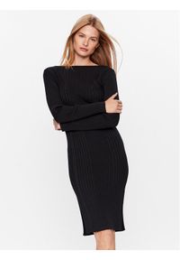 Calvin Klein Sukienka dzianinowa Iconic K20K205753 Czarny Slim Fit. Kolor: czarny. Materiał: dzianina, wiskoza