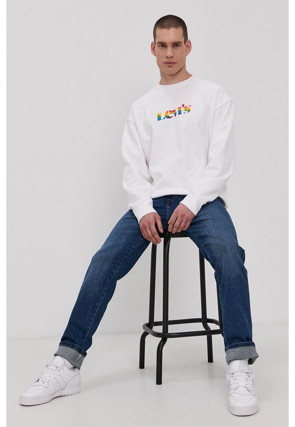 Levi's® - Levi's Bluza męska kolor biały z nadrukiem. Okazja: na spotkanie biznesowe. Kolor: biały. Wzór: nadruk. Styl: biznesowy