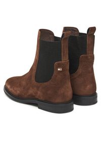 TOMMY HILFIGER - Tommy Hilfiger Sztyblety Flag Boot FW0FW08780 Brązowy. Kolor: brązowy. Materiał: zamsz, skóra #4