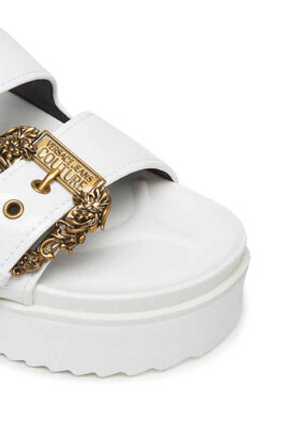 Versace Jeans Couture Klapki 78VA3SM1 Biały. Kolor: biały. Materiał: skóra