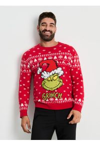 Sinsay - Sweter ze świątecznym motywem Grinch - czerwony. Kolor: czerwony. Styl: wizytowy