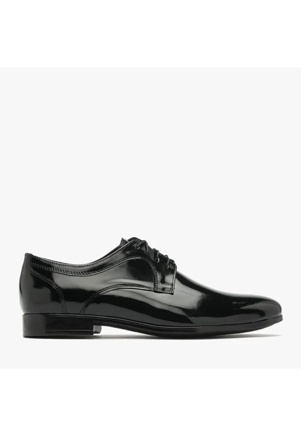 Ryłko - Czarne półbuty męskie. Kolor: czarny. Materiał: skóra. Styl: street, elegancki