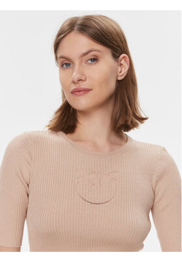 Pinko Sweter Tritone Maglia . 102017 A1KW Beżowy Slim Fit. Kolor: beżowy. Materiał: jedwab, bawełna