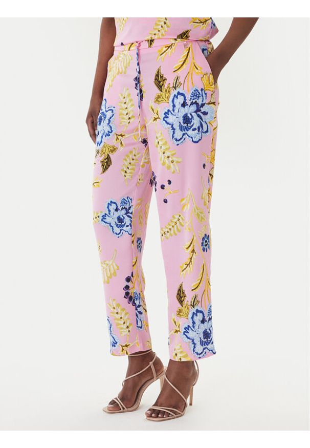 LOLA CASADEMUNT Spodnie materiałowe LS2614023 Różowy Slim Fit. Kolor: różowy. Materiał: syntetyk