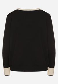 Born2be - Czarny Kardigan z Wiskozą z Ozdobną Lamówką i Guzikami Halirena. Okazja: na co dzień. Kolor: czarny. Materiał: wiskoza. Styl: klasyczny, casual, elegancki #3