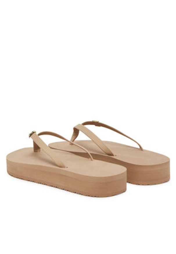 TOMMY HILFIGER - Tommy Hilfiger Japonki Elevated Chic Beach Sandal FW0FW08523 Beżowy. Kolor: beżowy. Materiał: skóra