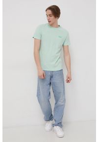 Superdry T-shirt bawełniany kolor zielony melanżowy. Okazja: na co dzień. Kolor: zielony. Materiał: bawełna. Wzór: melanż. Styl: casual #5