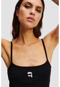 Karl Lagerfeld - KARL LAGERFELD Сzarny damski top Ikon Patch Tank Top. Kolor: czarny #3