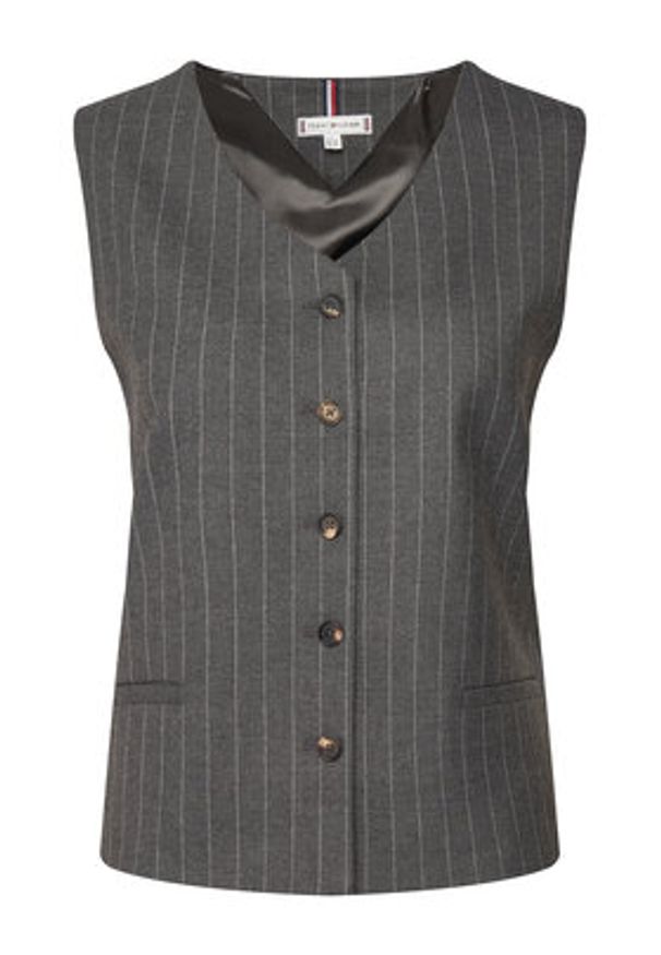 TOMMY HILFIGER - Tommy Hilfiger Kamizelka WW0WW46661 Szary Regular Fit. Kolor: szary. Materiał: wiskoza, syntetyk