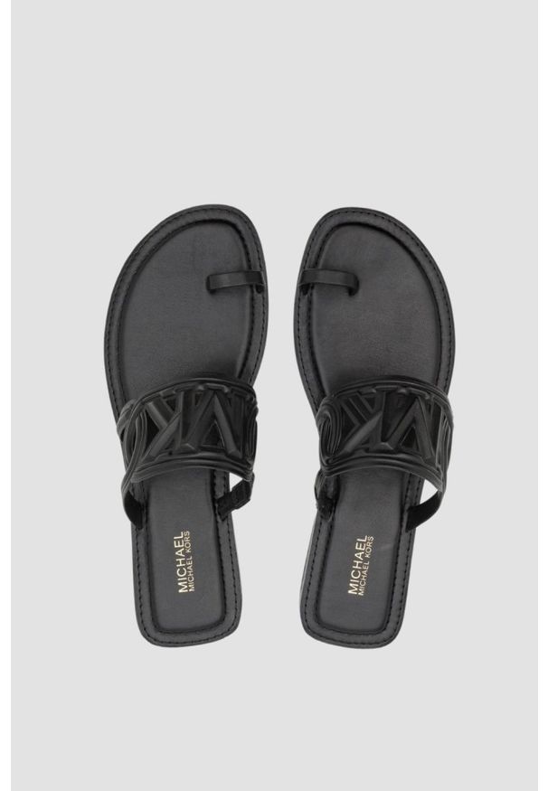 Michael Kors - MICHAEL KORS Czarne klapki Alma Flat Sandal. Kolor: czarny