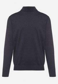 Born2be - Granatowy Sweter Półgolf z Bawełną Ozdobiony Ściągaczami Zolila. Okazja: na spotkanie biznesowe, na co dzień. Kolor: niebieski. Materiał: bawełna. Długość rękawa: długi rękaw. Długość: długie. Wzór: aplikacja. Styl: klasyczny, biznesowy, casual