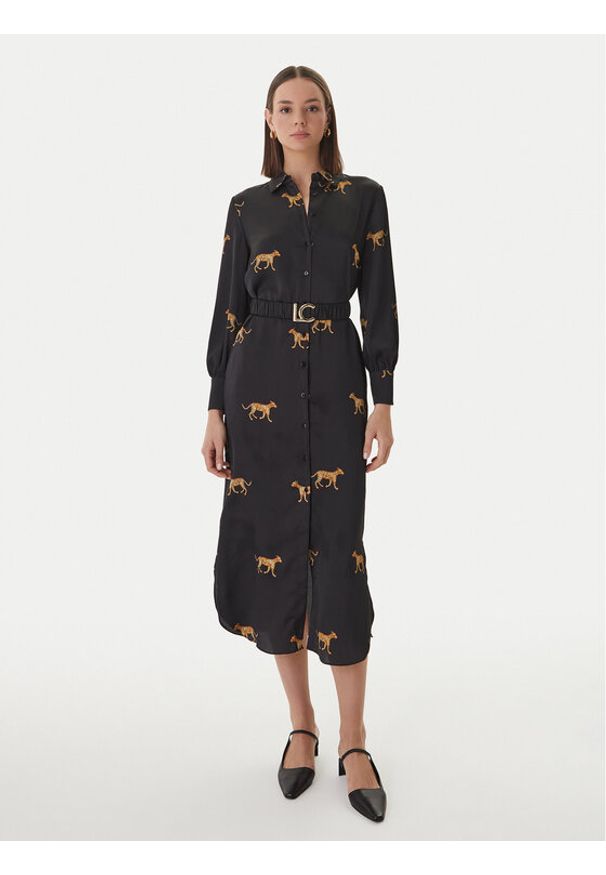 LOLA CASADEMUNT Sukienka koszulowa LS2616091 Czarny Regular Fit. Kolor: czarny. Materiał: syntetyk. Typ sukienki: koszulowe