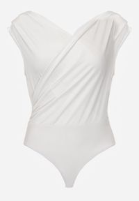 Renee - Białe Kopertowe Body Bez Rękawów Edalwen. Okazja: na imprezę. Kolor: biały. Materiał: skóra. Długość rękawa: bez rękawów. Styl: elegancki #3