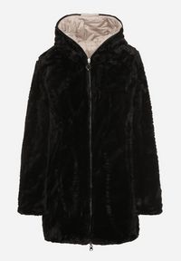 Born2be - Beżowa Pikowana Kurtka Dwustronna z Kapturem i Futerkiem Rinaresa. Okazja: na co dzień. Typ kołnierza: kaptur. Kolor: beżowy. Materiał: futro. Styl: elegancki, casual #4