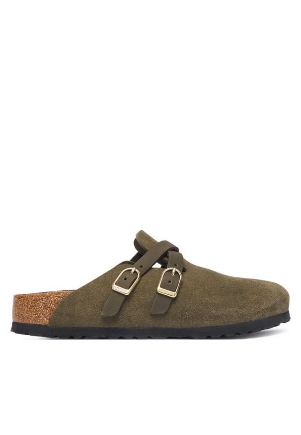 Birkenstock Klapki Blair D-Buckle 1033158 Zielony ciemny. Kolor: zielony. Materiał: zamsz, skóra