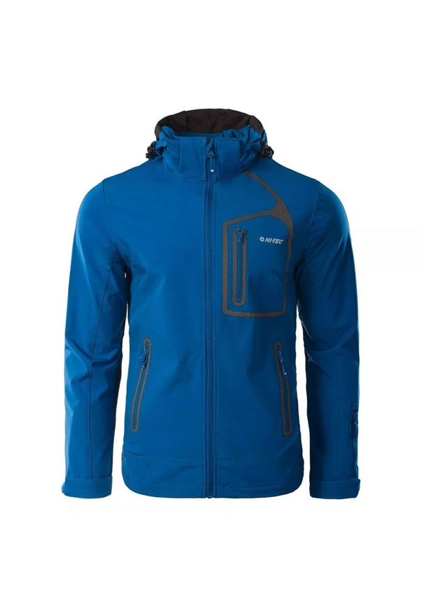 Hi-tec - Kurtka męska Softshell Hi-Tec Nils - niebieska, Rozmiar XXL. Kolor: niebieski. Materiał: softshell