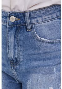 Answear Lab Szorty jeansowe damskie gładkie high waist. Okazja: na co dzień. Stan: podwyższony. Kolor: niebieski. Materiał: jeans. Wzór: gładki. Styl: wakacyjny