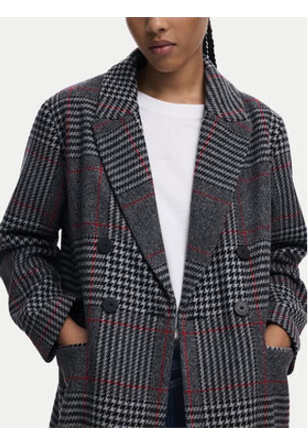 Desigual Płaszcz wełniany Capucha 25WWEW13 Szary Regular Fit. Kolor: szary. Materiał: syntetyk