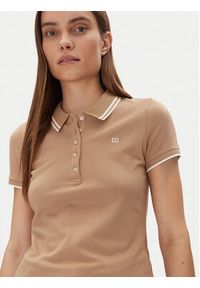 TOMMY HILFIGER - Tommy Hilfiger Polo Feminine Sporty Slim Polo Ss WW0WW44517 Khaki Regular Fit. Typ kołnierza: polo. Kolor: brązowy. Materiał: bawełna. Styl: sportowy