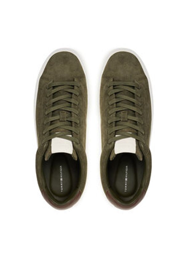 TOMMY HILFIGER - Tommy Hilfiger Sneakersy Premium Dress Cupsole FM0FM05573 Khaki. Kolor: brązowy. Materiał: zamsz, skóra