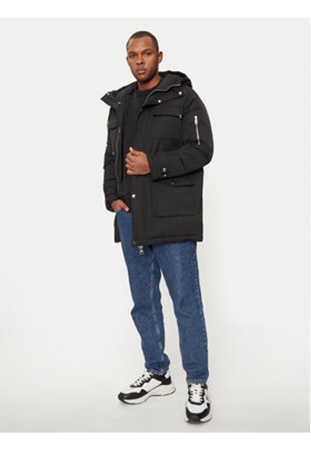 Karl Lagerfeld - KARL LAGERFELD Parka 455003 544515 Czarny Regular Fit. Typ kołnierza: dekolt w karo. Kolor: czarny. Materiał: syntetyk