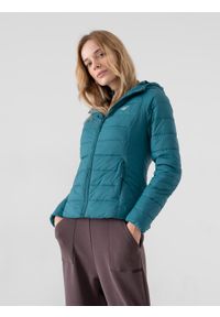4f - Kurtka puchowa pikowana Primaloft® Thermoplume damska. Typ kołnierza: kołnierzyk stójkowy. Kolor: turkusowy. Materiał: puch #1