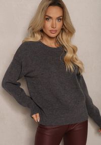 Renee - Szary Sweter z Domieszką Wełny Torissia. Okazja: na co dzień, do pracy. Kolor: szary. Materiał: wełna. Długość rękawa: długi rękaw. Długość: długie. Styl: klasyczny, elegancki, casual