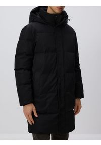 Reserved - Długa puchowa kurtka z dodatkiem Sorony - czarny. Kolor: czarny. Materiał: puch. Długość: długie