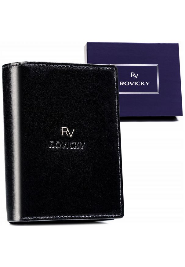 ROVICKY - Portfel skórzany Rovicky RV-7680278-5-BCA-450 czarny. Kolor: czarny. Materiał: skóra