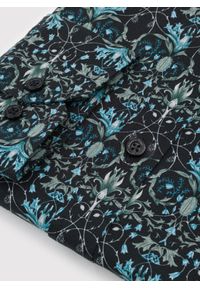 Pako Lorente - PAKO LORENTE - Czarna koszula w turkusowe kwiaty. Kolor: wielokolorowy, turkusowy, czarny. Materiał: bawełna, elastan. Długość rękawa: długi rękaw. Długość: długie. Wzór: kwiaty #5