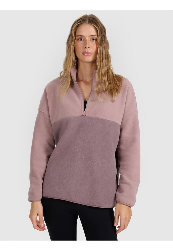 4f - 4F Polar ze stójką regular damski - beżowy XXL. Typ kołnierza: kołnierzyk stójkowy. Kolor: beżowy. Materiał: polar. Długość: krótkie. Wzór: gładki. Sezon: zima. Sport: narciarstwo, turystyka piesza, wspinaczka, snowboard