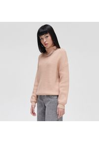 Cropp - Dzianinowy sweter oversize - Beżowy. Kolor: beżowy. Materiał: dzianina #1