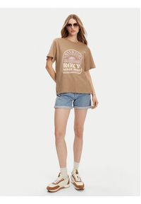 Roxy T-Shirt ERJZT05912 Brązowy Regular Fit. Kolor: brązowy. Materiał: bawełna #5