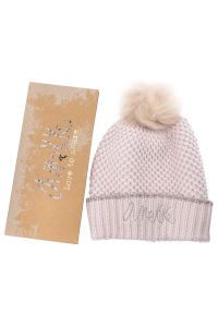 Różowa Ciepła Damska Czapka Anekke. Kolor: różowy. Materiał: materiał. Wzór: haft. Sezon: zima. Styl: elegancki #3