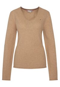 TOMMY HILFIGER - Tommy Hilfiger Sweter WW0WW43505 Beżowy Regular Fit. Kolor: beżowy. Materiał: wełna